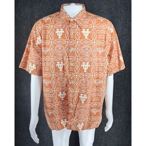 Reyn Spooner Shirt Men XL Orange Texas Longhorns UT Hook Em Horns Inside Out